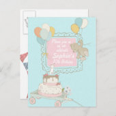 Beer en muis - Birthday - uitnodiging (Voorkant / Achterkant)