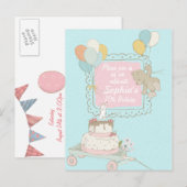 Beer en muis - Birthday - uitnodiging Briefkaart (Voorkant / Achterkant)