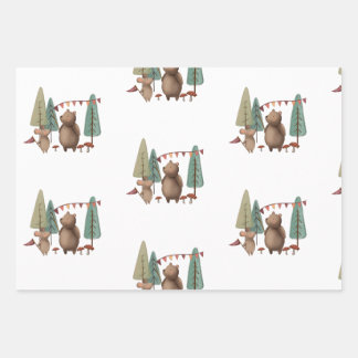 Beer en muis van bosgebieden inpakpapier vel