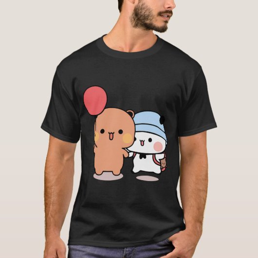 Beer en Panda Bubu Dudu ballon T-shirt (Voorkant)