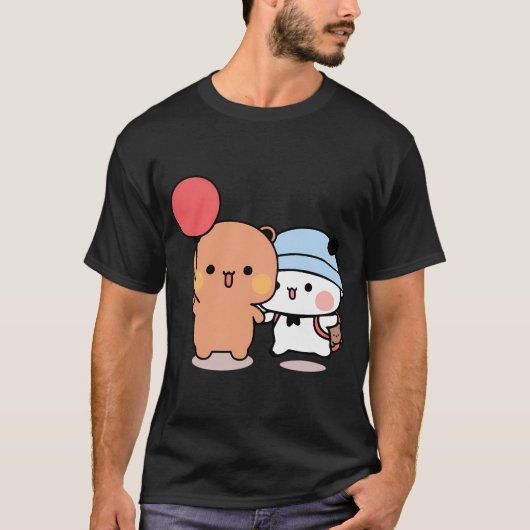 Beer en Panda Bubu Dudu ballon T-shirt (Voorkant)