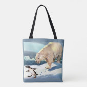 beer en pinguïn uit de jaren veertig tote bag (Achterkant)