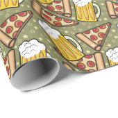 Beer en Pizza Grafisch Patroon Cadeaupapier (Rol Hoek)