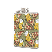 Beer en Pizza Grafisch Patroon Heupfles (Links)