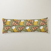 Beer en Pizza Grafisch Patroon Lichaamskussen (Achterkant)