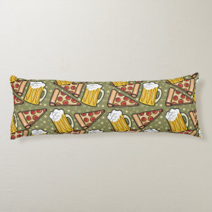 Beer en Pizza Grafisch Patroon Lichaamskussen
