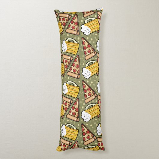 Beer en Pizza Grafisch Patroon Lichaamskussen (Achterkant (Verticaal))