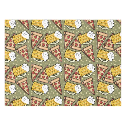 Beer en Pizza Grafisch Patroon Tafelkleed (Voorkant (Horizontaal))