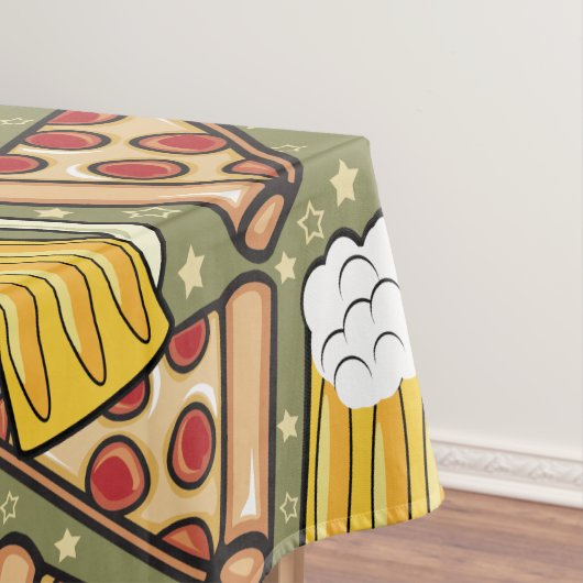 Beer en Pizza Grafisch Patroon Tafelkleed (Voorbeeld)