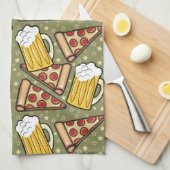 Beer en Pizza Grafisch Patroon Verticaal Theedoek (Quarter Fold)