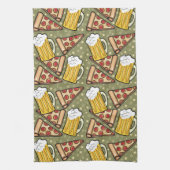 Beer en Pizza Grafisch Patroon Verticaal Theedoek (Verticaal)