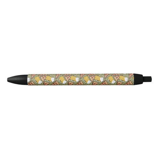 Beer en Pizza Grafisch Patroon Zwarte Inkt Pen (Voorkant)