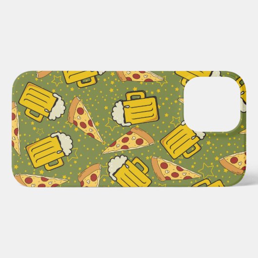 Beer- en Pizza-patroon iPhone Hoesje (Achterkant horizontaal)