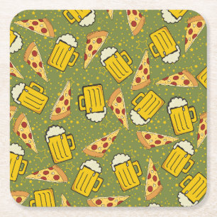 Beer- en Pizza-patroon Kartonnen Onderzetters