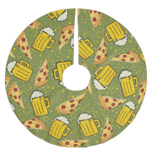 Beer- en Pizza-patroon Kerstboom Rok