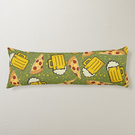 Beer- en Pizza-patroon Lichaamskussen (Voorkant)