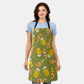 Beer- en Pizza-patroon Schort (Gedragen)