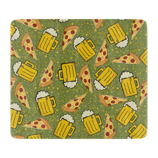 Beer- en Pizza-patroon Snijplank (Voorkant)