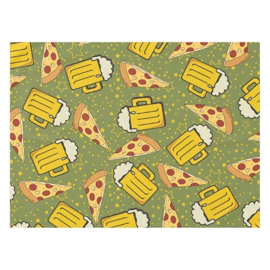 Beer- en Pizza-patroon Tafelkleed (Voorkant (Horizontaal))
