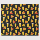 Beer en Pizza Patterned Cadeaupapier (Vlak)