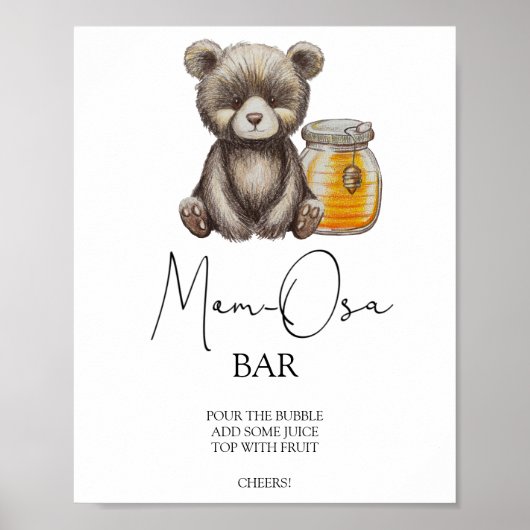 Beer en potje honing - Mom-osa bar Poster (Voorkant)