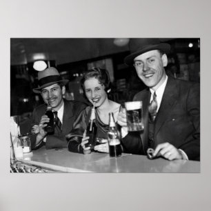 BEER EN PRETZELS NA VERBOD 1933 POSTER