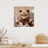 BEER EN RABBIT|gift voor konijnenliefhebber Poster (Keuken)