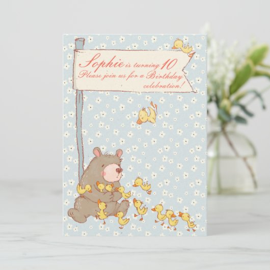 Beer- en schildklierkinderen Aanwezige uitnodiging (Staand voorkant)