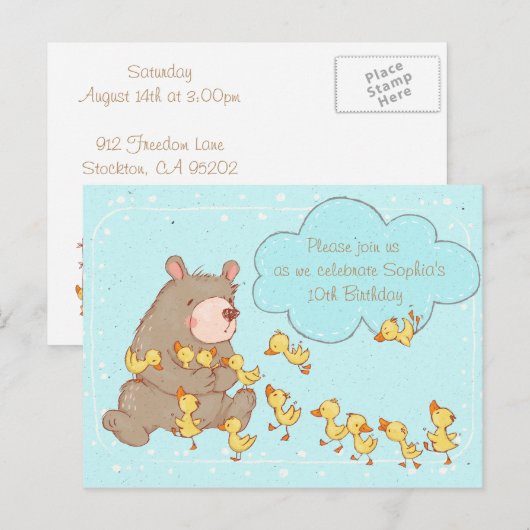 Beer- en schildklierkinderen Aanwezige uitnodiging (Voorkant / Achterkant)