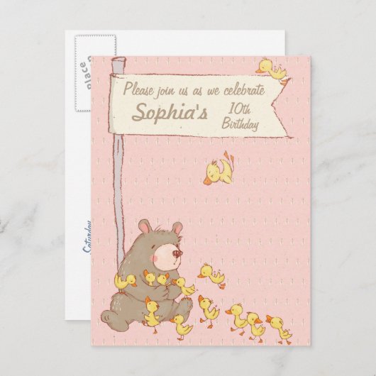 Beer- en schildklierkinderen Aanwezige uitnodiging (Voorkant / Achterkant)