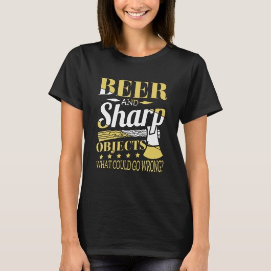Beer en Sharp Objects Woodworkers Pub Crawl T-shirt (Voorkant)