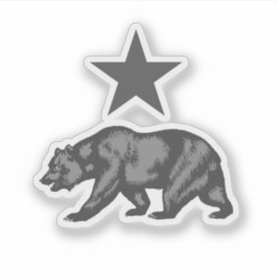 Beer en ster van Californië - zwart en wit Sticker
