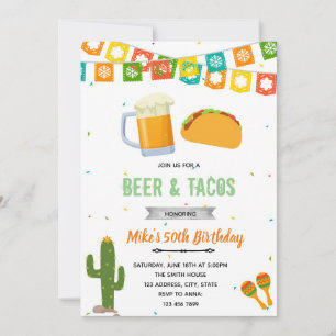 Beer- en tacos fiesta-uitnodiging kaart