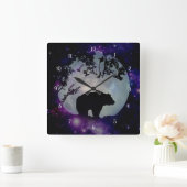 Beer en universeel Native American Wildlife Vierkante Klok (Huis)