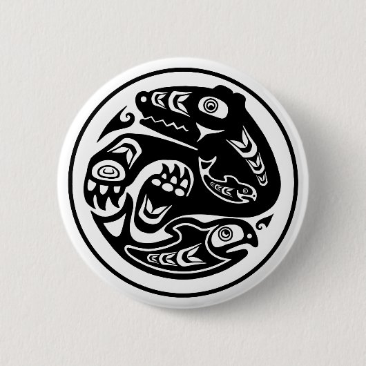 Beer- en vismodel ronde button 5,7 cm (Voorkant)