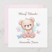 Beer en vlinders gepersonaliseerde bedankkaart (Voorkant / Achterkant)