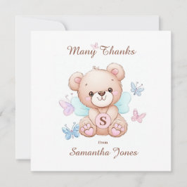 Beer en vlinders gepersonaliseerde bedankkaart