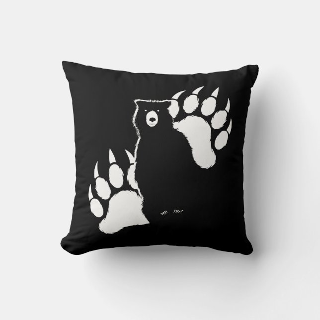 Beer en voetafdruk grafisch ontwerp kussen (Voorkant)