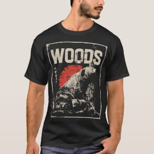 Beer en welp in het bos Zwart Rood Wit T-shirt