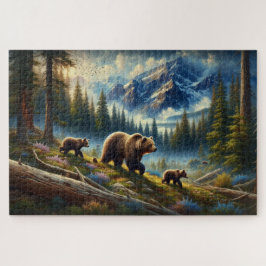 Beer en welpen avontuur, beboste berg legpuzzel