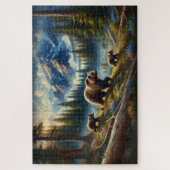 Beer en welpen avontuur, beboste berg legpuzzel (Verticaal)