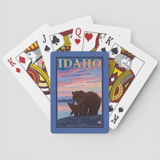 Beer en welpIdahoOude Reisposter Pokerkaarten (Achterkant)