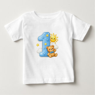 Beer en Zon Eerste 1e Verjaardag Baby Shirt