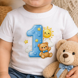 Beer en Zon Eerste 1e Verjaardag Baby Shirt