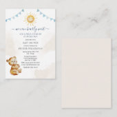 Beer en zonneschijn aquarel jongens baby shower notitiekaartje (Voorkant / Achterkant)