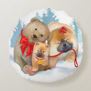 BEER-ENDE CADOS Chow teddybeer borstel fleece kuss Rond Kussen