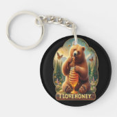 Beer eten honing uit een honingraat sleutelhanger (Voorkant)