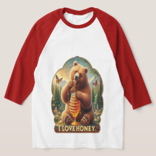 Beer eten honing uit een honingraat t-shirt