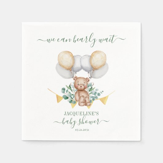 Beer Eucalyptus Botanisch Baby shower Papier Servet (Voorkant)