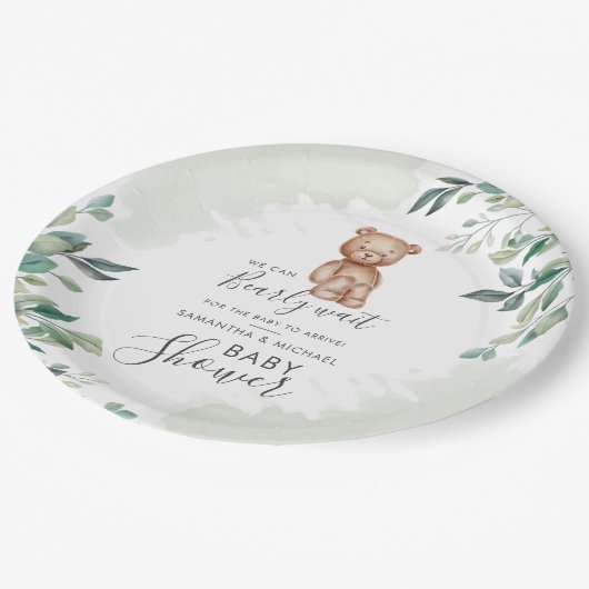 Beer Eucalyptus laat Baby shower van paren Papieren Bordje (Gekanteld)